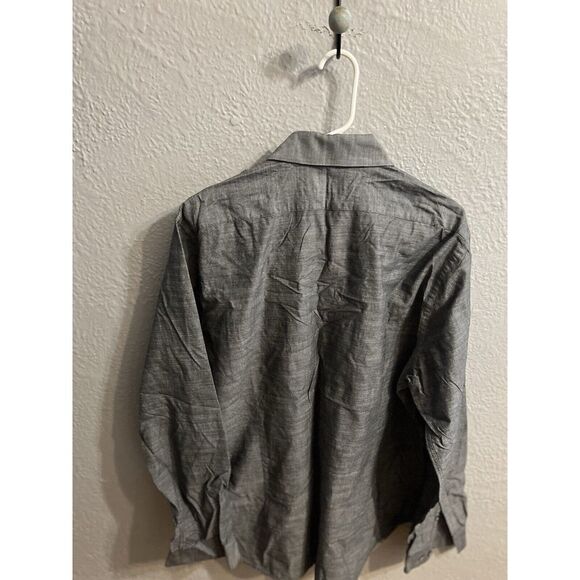 Express Mens Button Up Shirt Gray Long Sleeve Fitted Spread Collar Pocket XL - Picture 4 of 7